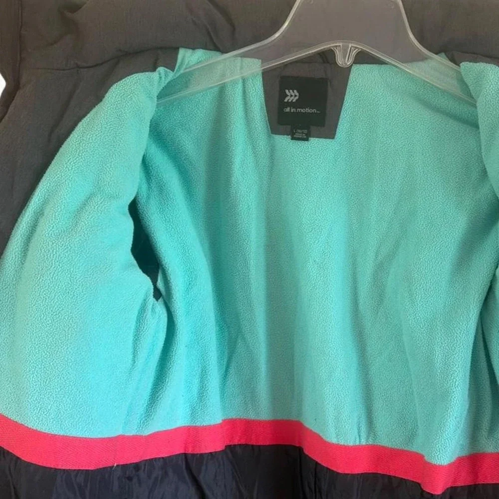 ALL IN MOTION Youth Puffer Jacket Winter Coat Gray w/ Mint Green Youth L 10/12